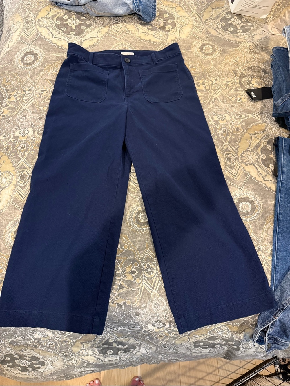 LOFT Navy Wide-Leg Crop Jeans